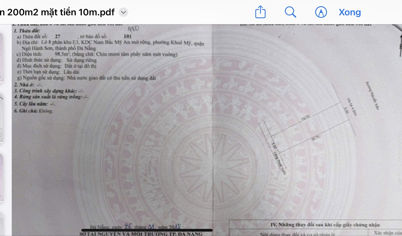 2 lô liền,197m2/18 tỷ, đất đường  nguyễn xiển, khuê mỹ, nhsơn, đ nẵng, sát biển