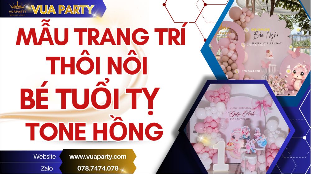 Mẫu trang trí thôi nôi bé gái tuổi tỵ tone hồng đẹp 2026