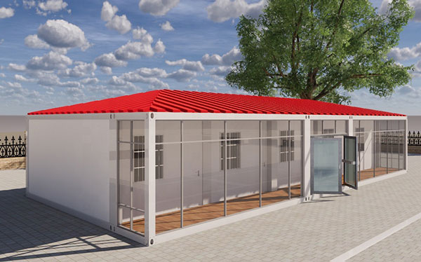 Bán Container Văn Phòng Cũ Giá Rẻ tại Hà Nội 26 Container văn phòng kiểu cấp 4 với mái đỏ nổi bật