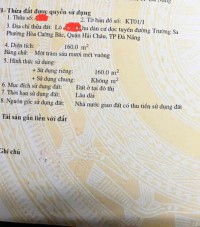 160m2 (5x32) mặt tiền đường 30/4, hòa cường bắc, hải..