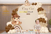 Mẫu trang trí đầy tháng bé tuổi rắn tone nâu đăng khôi –..