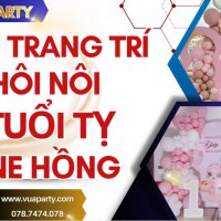 Mẫu trang trí thôi nôi bé gái tuổi tỵ tone hồng đẹp 2026
