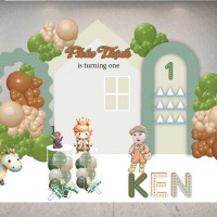 Mẫu thiết kế trang trí thôi nôi bé trai tuổi rồng tone xanh