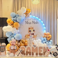 Trang trí thôi nôi bé tuổi tỵ concept rắn dễ thương hot trend tại vua party