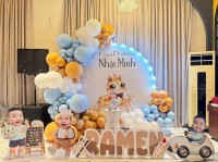 Trang trí thôi nôi bé tuổi tỵ concept rắn dễ thương..