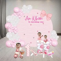 Trang trí thôi nôi tone hồng cho bé gái